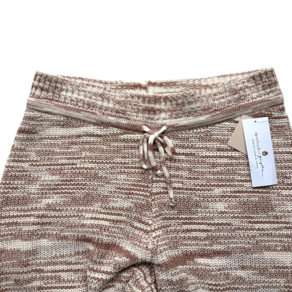 NWT Spiritual Gangster Jordana Wide Leg Space Dye Knit Pants Tan White Sz Medium - Picture 7 of 10